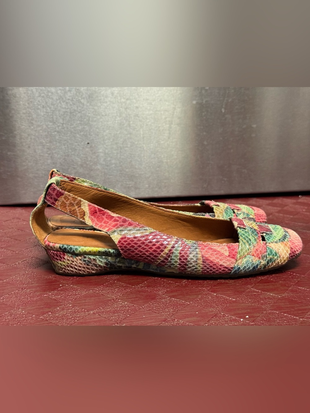 Gentle Souls/Kenneth Cole Multicolor Snake-Print Women's Size 6 Slingback Flats